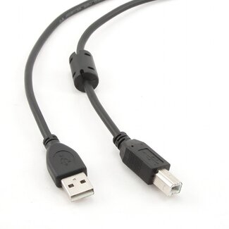 Cablexpert USB-A - USB-B kabel | ferrietkern | USB2.0 | 10W | zwart | 1,5 meter