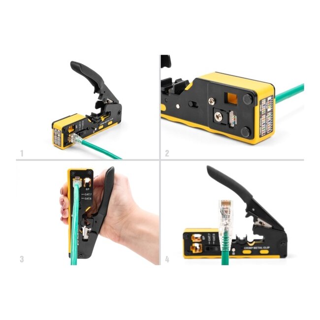 Delock Crimping Tool for 6P/8P RJ45/RJ11 plugs Cat. 5/6/7 with cutter and stripper