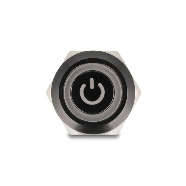 Delock Push Switch for Installation black 19 mm 12 V 5 x solder connection LED red power symbol + ring