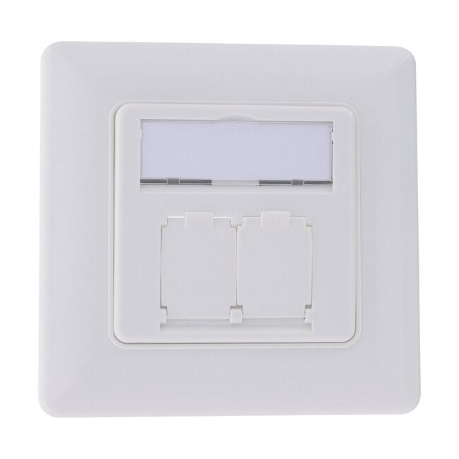InLine® frameset voor 2x RJ45 Bu/LSA inzetstuk, Keystone SNAP-In, wit RAL9010