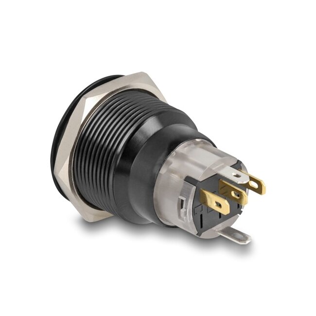Delock Push Switch for Installation black 22 mm 12 V 5 x solder connection LED red ring