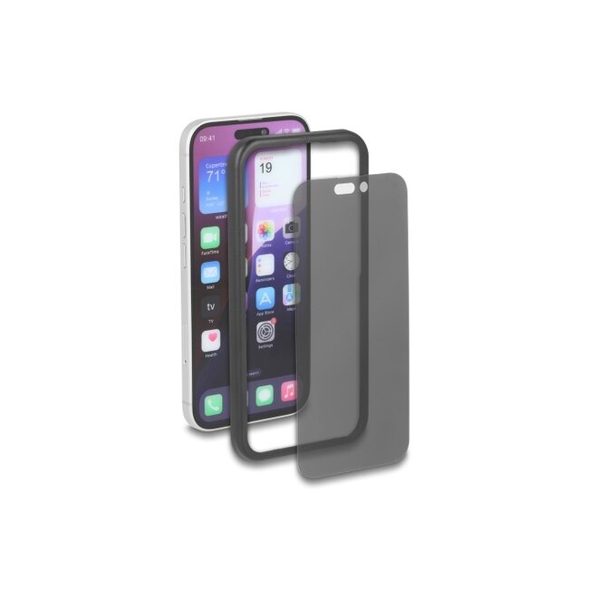 Delock Screen Protector Privacy Glass for iPhone 16 / Tempered-Glass Anti Spy 4 Ways privacy protection with easy installation tool