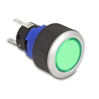 DeLOCK Delock Push Button protruding for Installation 22 mm 5 x solder connection actuator flat plastic LED green