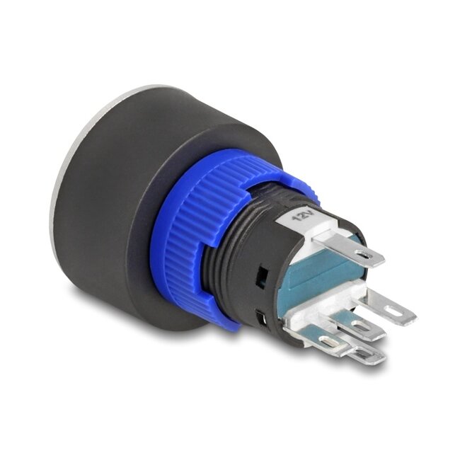 Delock Push Button protruding for Installation 22 mm 5 x solder connection actuator flat plastic LED green