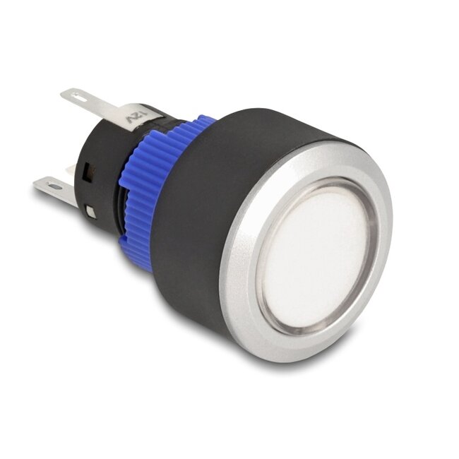 Delock Push Button protruding for Installation 22 mm 5 x solder connection actuator flat plastic LED white