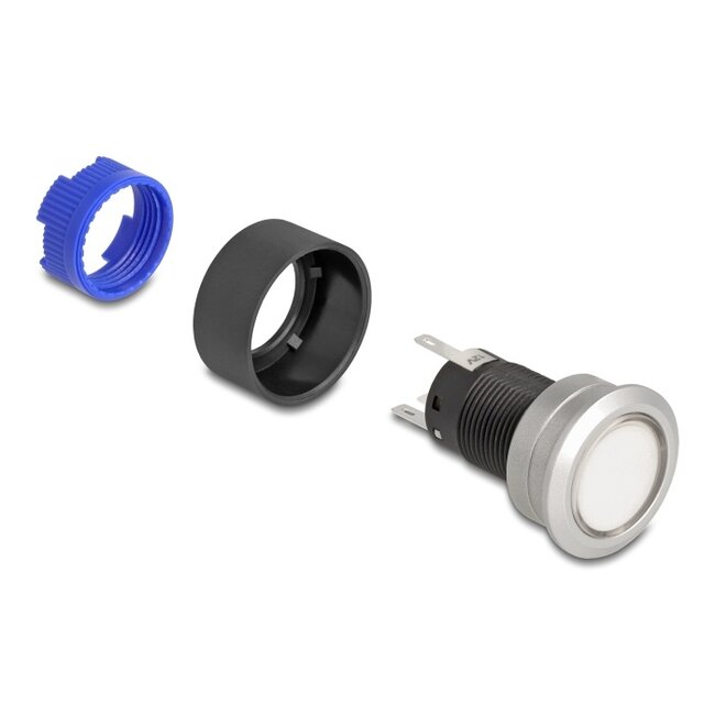 Delock Push Button protruding for Installation 22 mm 5 x solder connection actuator flat plastic LED white