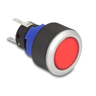 DeLOCK Delock Push Button protruding for Installation 22 mm 5 x solder connection actuator flat plastic LED red