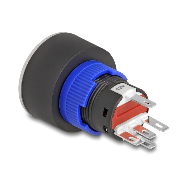 Delock Push Button protruding for Installation 22 mm 5 x solder connection actuator flat plastic LED red