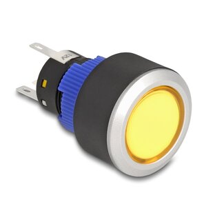 DeLOCK Delock Push Button protruding for Installation 22 mm 5 x solder connection actuator flat plastic LED yellow