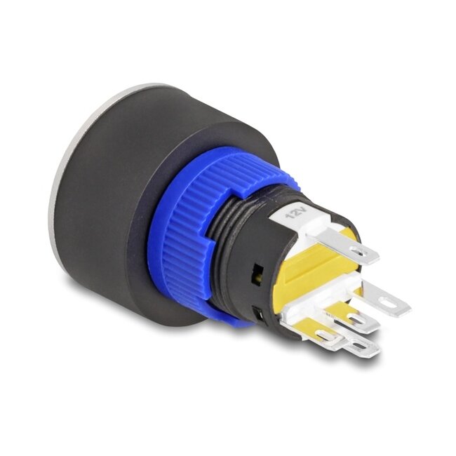 Delock Push Button protruding for Installation 22 mm 5 x solder connection actuator flat plastic LED yellow