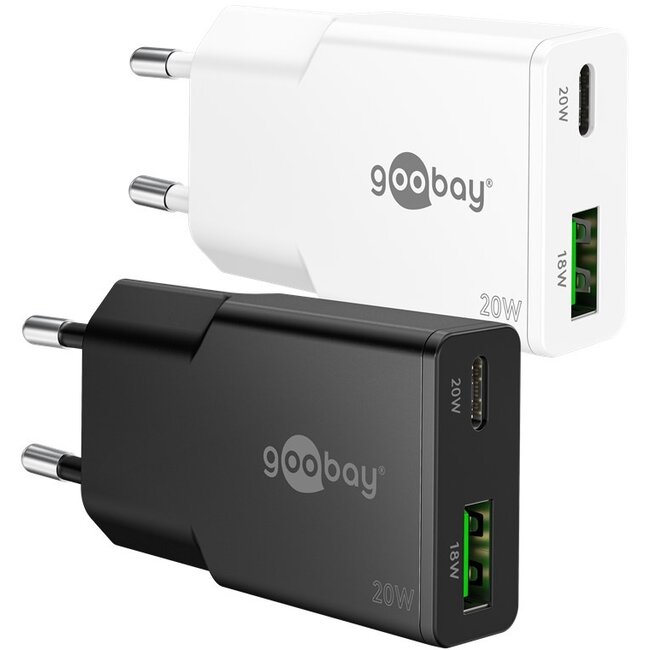 Goobay USB-C™ PD GaN Dual Fast Charger Slim (20 W) white