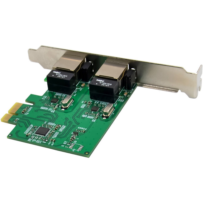 InLine® Dual Gigabit netwerkkaart, 2x RJ45 1Gb/s, PCIe x1, LP slot bracket