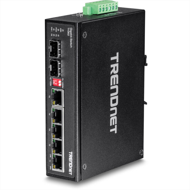 TRENDnet TI-G62 6-poorts Geharde Industriële Gigabit DIN-Rail Switch