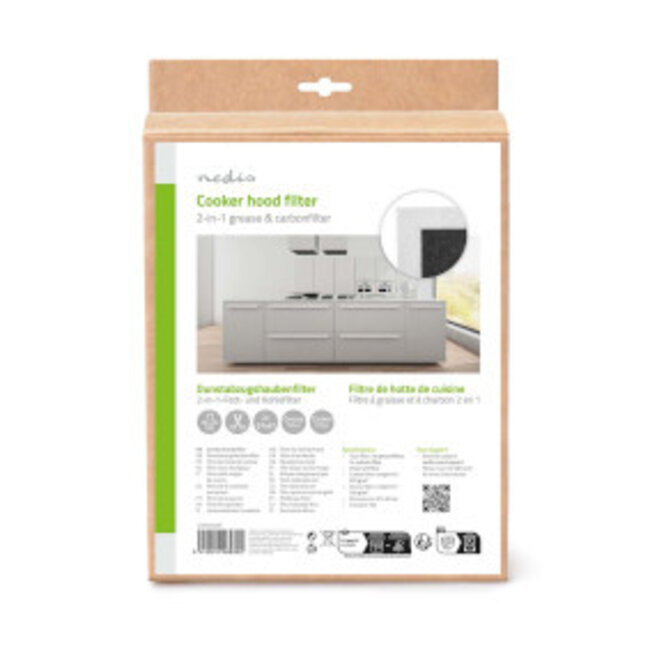 Set Universele Afzuigkapfilters | Koolstoffilter | 57 x 47 cm | Vervangingsindicator | Op maat te knippen | 2 Stuks