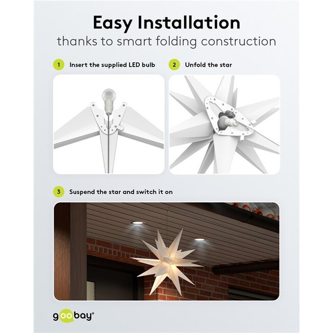 Goobay LED Christmas Star 3D, Ø 56 cm, battery-operated