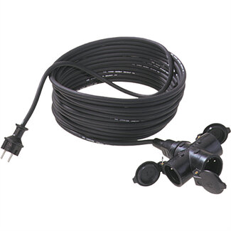 Bachmann BACHMANN Verleng kabel 3G1,5mm² zwart,25m,, H07RN-F rubber/neopreen 3-voudig , zwart, 25 m