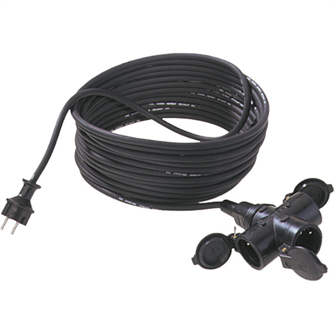 BACHMANN Verleng kabel 3G1,5mm² zwart,25m,, H07RN-F rubber/neopreen 3-voudig , zwart, 25 m