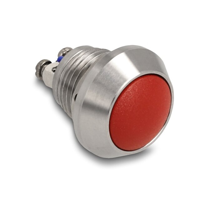 Delock Push Button for Installation 12 mm 2 x Screw Terminal red