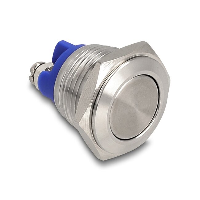Delock Push Button for Installation 16 mm 2 x Screw Terminal actuator flat