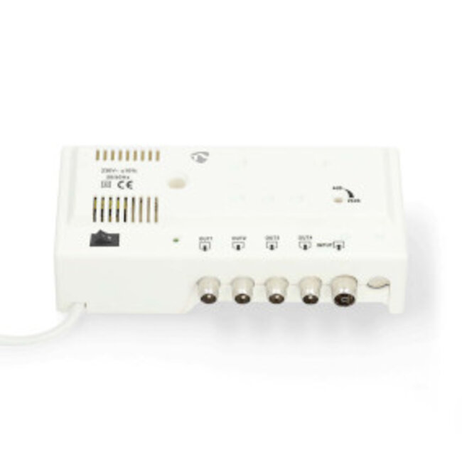 CATV-Versterker | Versterking: 20 dB | 47 - 694 MHz | Outputs: 4 | Versterkingsregelaar | Wit