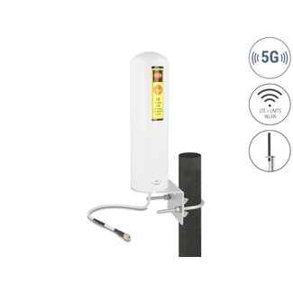 DeLOCK Delock 5G LTE Antenna SMA plug 3 - 5 dBi fixed omnidirectional wall and pole mounting outdoor white
