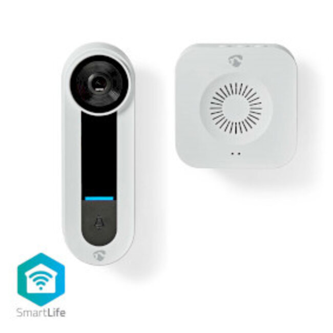 SmartLife Videodeurbel | Wi-Fi | Netvoeding | 1536x1536 | Cloud Opslag (optioneel) / microSD (niet inbegrepen) / Onvif | IP65 | Met bewegingssensor | Wit