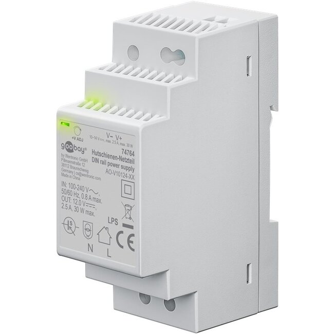 Goobay DIN Rail Power Supply 12 V (DC), 2.5 A, 30 W