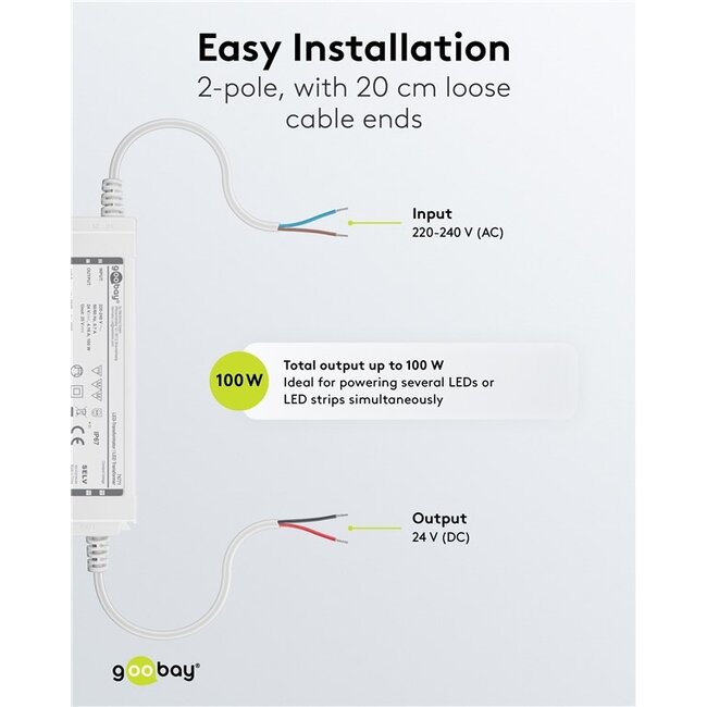 Goobay LED Transformer 24 V (DC) (DC), 100 W, IP67