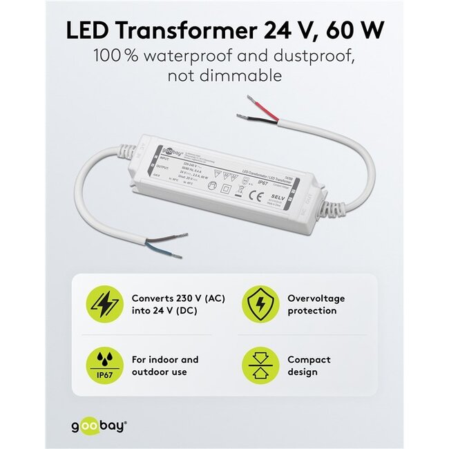 Goobay LED Transformer 24 V (DC) (DC), 60 W, IP67