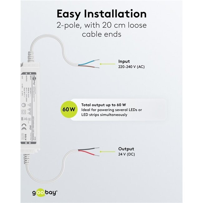 Goobay LED Transformer 24 V (DC) (DC), 60 W, IP67