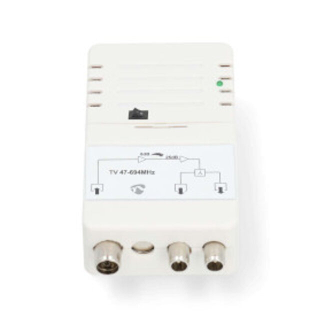 CATV-Versterker | Versterking: 25 dB | 47 - 694 MHz | Outputs: 2 | Versterkingsregelaar | Wit