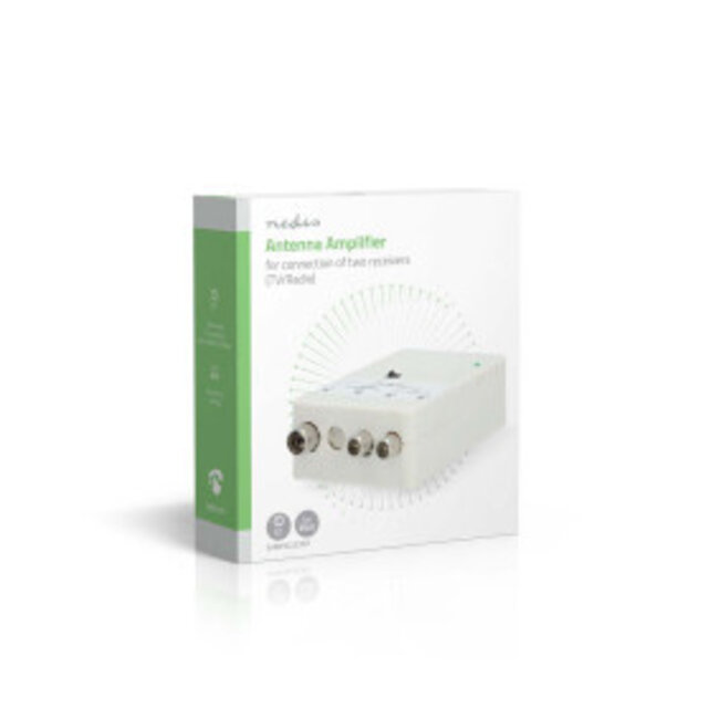 CATV-Versterker | Versterking: 25 dB | 47 - 694 MHz | Outputs: 2 | Versterkingsregelaar | Wit