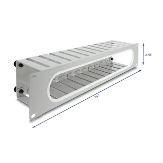 DeLOCK Delock 19″ 2U Cable Management Routing Panel with opening and edge protection grey