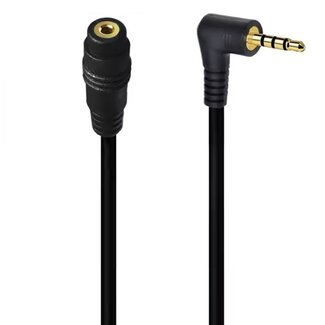 Universal 2,5mm Jack verlengkabel | haaks-recht | 4-polig | verguld | zwart | 1,8 meter