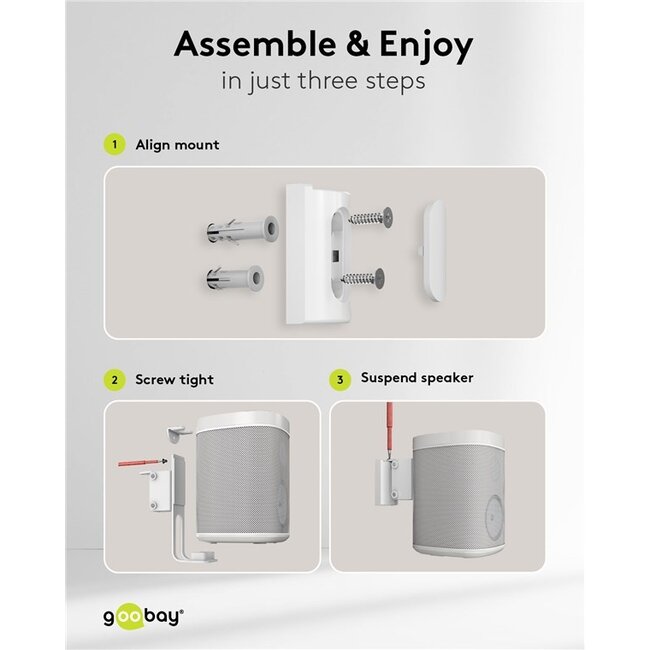 Goobay muurbeugel set voor Sonos PLAY:1 en Sonos ONE/ONE SL | full motion | wit