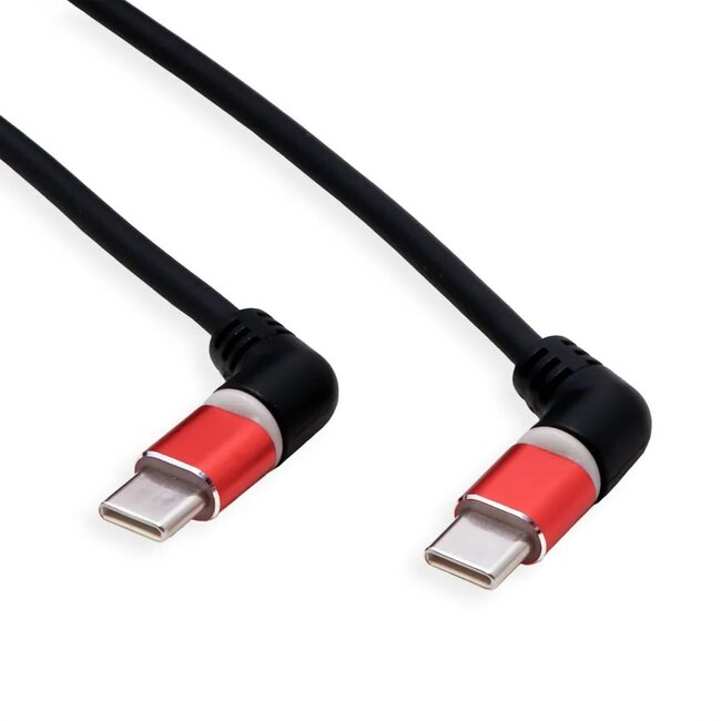 USB-C spiraalkabel | 360° roteerbaar | USB2.0 | PD 60W | rood/zwart | 1,5 meter