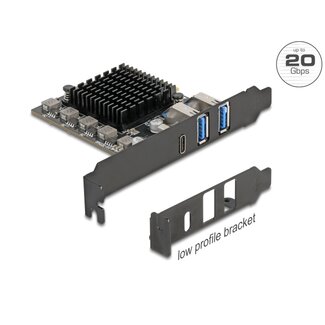 DeLOCK Delock PCI Express x4 Card to 1 x USB Type-C™ 20 Gbps + 2 x Type-A 10 Gbps - Low Profile Form Factor