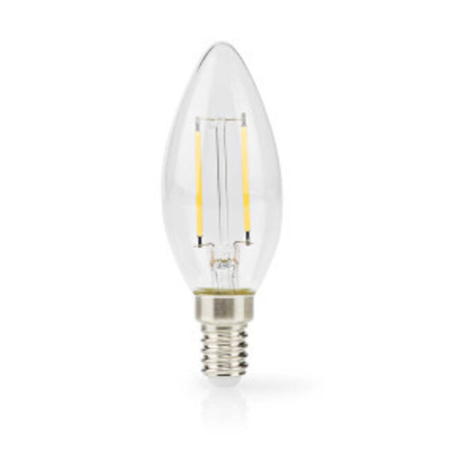 LED-Filamentlamp E14 | Kaars | 2.2 W | 470 lm | 2700 K | Warm Wit | Retrostijl | 1 Stuks | Doorzichtig