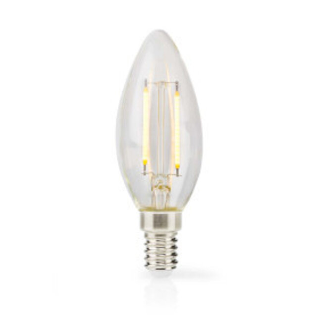 LED-Filamentlamp E14 | Kaars | 2.2 W | 470 lm | 2700 K | Warm Wit | Retrostijl | 1 Stuks | Doorzichtig