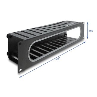 DeLOCK Delock 19″ 2U Cable Management Routing Panel with opening and edge protection black
