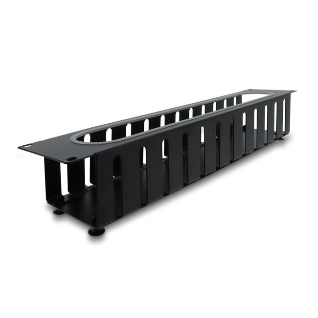Delock 19″ 2U Cable Management Routing Panel with opening and edge protection black