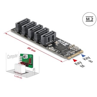 DeLOCK Delock M.2 2280 Key B+M Controller to 5 x SATA