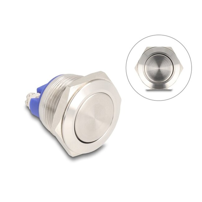 Delock Push Button for Installation 19 mm 2 x Screw Terminal actuator flat