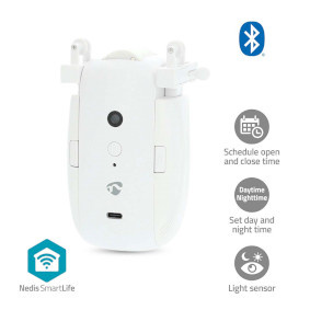 SmartLife Gordijnrobot - Kabelsysteem / U Rail - Horizontale gordijnen - Batterij Gevoed / USB Gevoed - 4000 mAh - Bluetooth - Wit