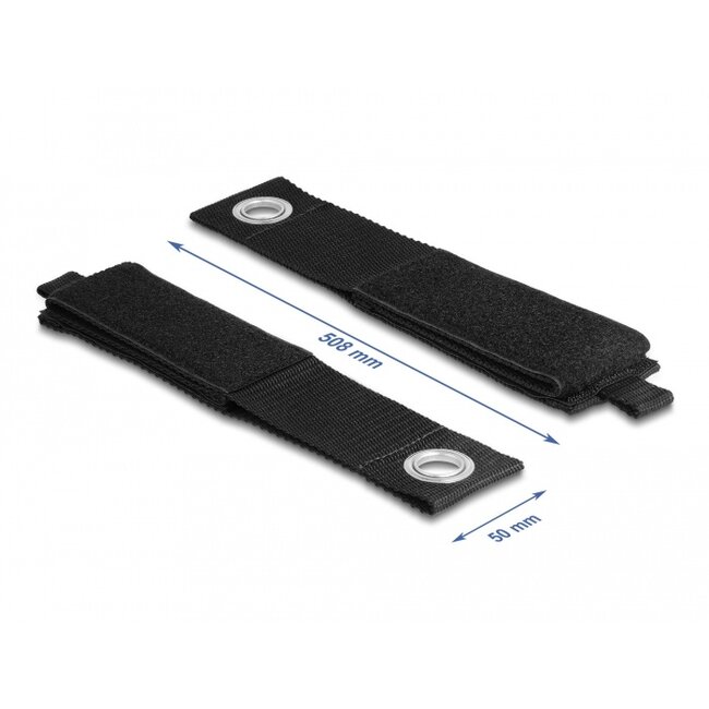 Delock Heavy-duty Hook-and-loop strap with fastening eye L 508 x W 50 mm black 5 pieces