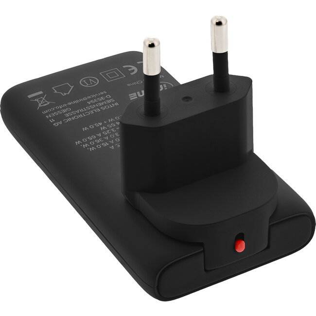 InLine® USB-voeding oplader, dual USB-C, PD, PPS, 65W, plat, zwart