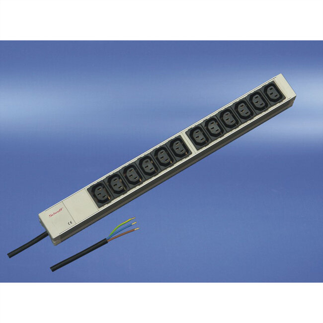 SCHROFF contactdoosstrip IEC C13 met aansluitkabel, 12x IEC C13, 19", met schakelaar