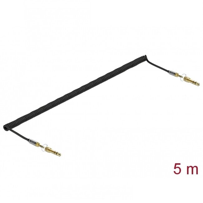 Delock 3,5mm Jack spiraalkabel met schroefbare 6,35mm Jack adapters | 5 meter
