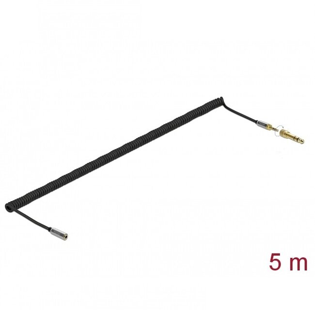 Delock 3,5mm Jack verleng spiraalkabel met schroefbare 6,35mm Jack adapter | 5 meter