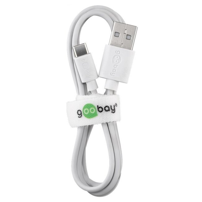 Goobay USB lader | haaks | 1x USB-A | incl. USB-C kabel | 5W | wit | 1 meter